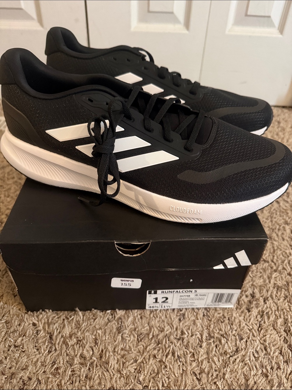 Size 12 adidas Black and White Running Sneakers with Cloudfoam